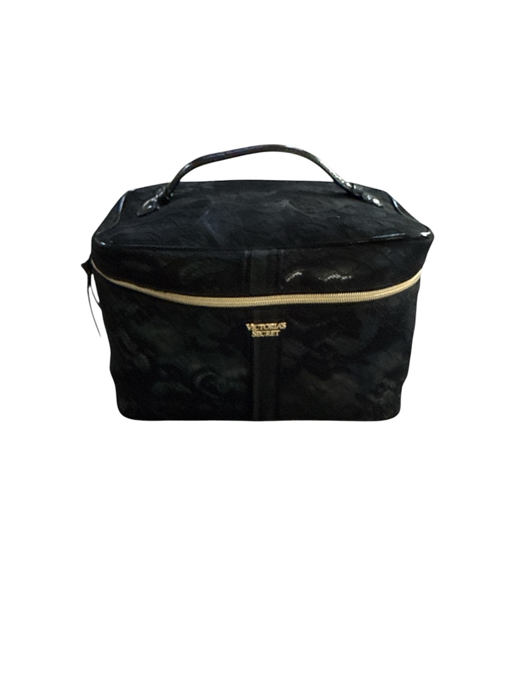 Victoria's Secret Black Toiletry Travel Case with Gold Zipper
